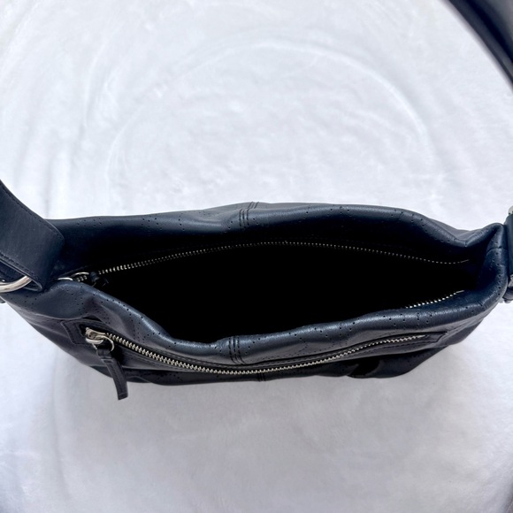 Coach Punching Signature Black/Silver Shoulder Bag 2way Leather 17104 Rare EUC - Picture 8 of 9